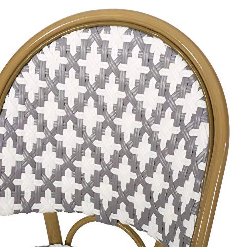 Christopher Knight Home 313259 Anastasia Outdoor French Bistro Chair (Set of 2), Gray + White + Bamboo Print Finish