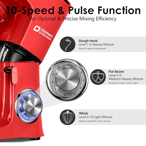 Kitchen in the Box Stand Mixer, 900W 8.5 QT Kitchen Electric Mixer, 10-Speed Large Capacity Tilt-head Food Mixer with Dough Hook, Wire Whip