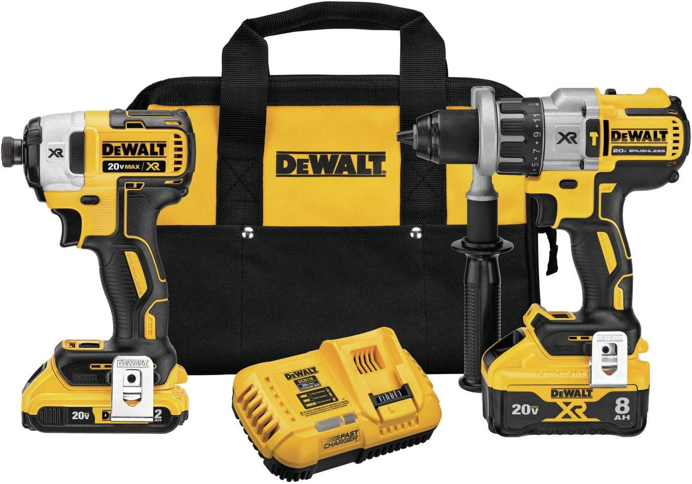 DEWALT 20V MAX XR Cordless Drill Combo Kit, Hammer Drill & Impact Driver with Battery and Charger Included, Power Detect Technology (DCK299D1W1)