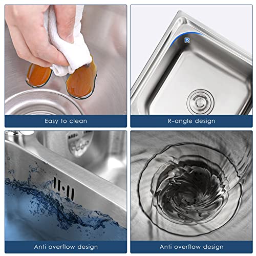 Outdoor Utility Sink Stainless Steel Double Bowl Sink Free Standing Commercial Restaurant Kitchen Sink with Hot and Cold Faucet for Laundry,Garage