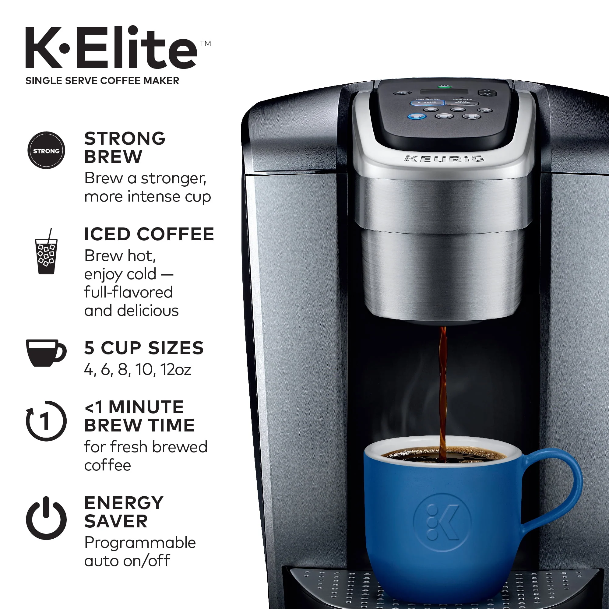 Keurig K-Elite, Single Serve K-Cup Pod Coffee Maker, Brushed Gold