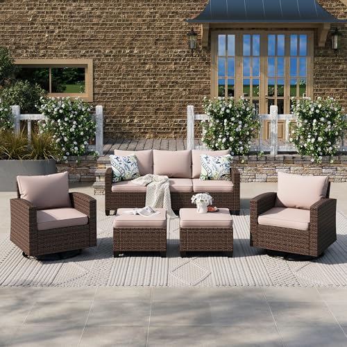 HERA'S HOUSE Patio Furniture Set with 56" Fire Pit Table, Outdoor Patio Conversation Sets