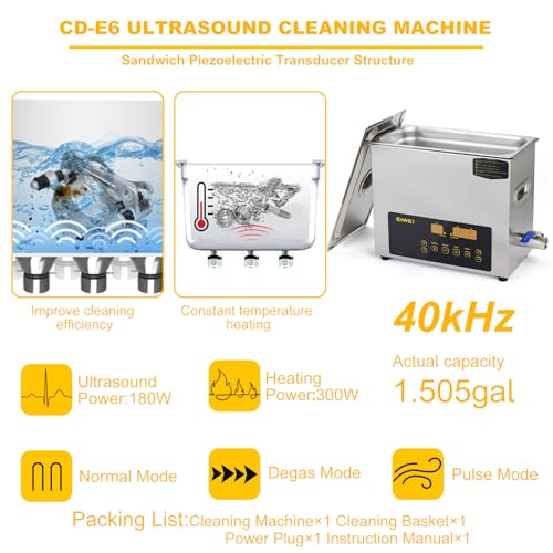3L Ultrasonic Cleaner Dual-Frequency Professional Digital Stainless Steel Cleaning Machine with Heater Timer for Carburetor, Parts, Circuit Board