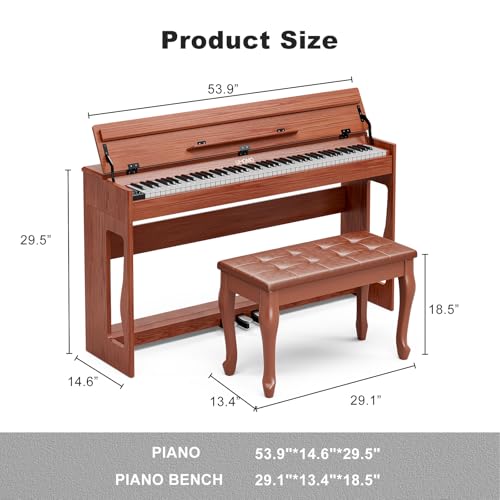 UMOMO 88 Weighted Key Digital Piano with Duet Piano Bench