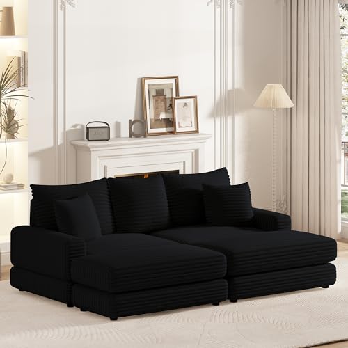 Modern Minimalist Cloud Sofa with Extra Deep Seats,Convertible Sectional Sofa Couch with Removable Back Cushions