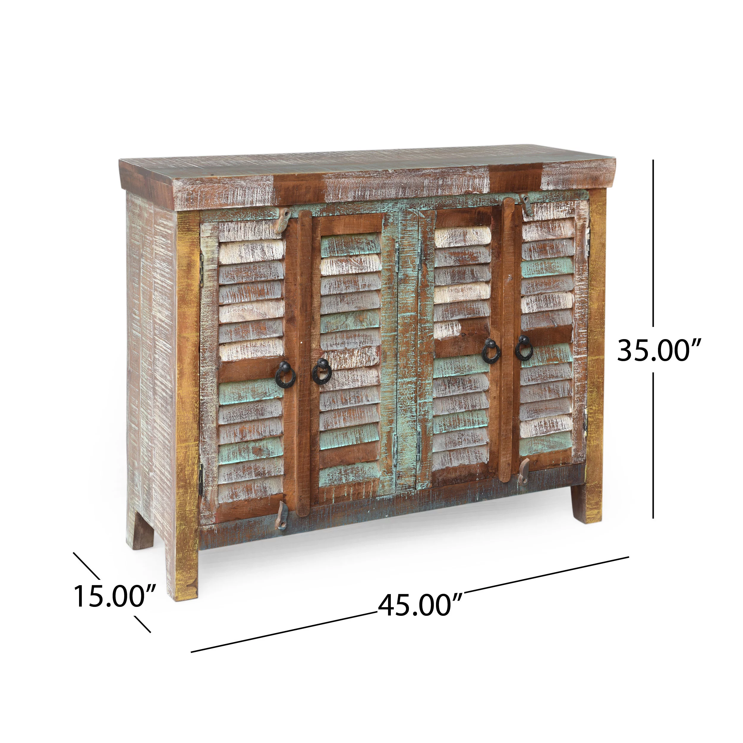 GDF Studio Alnoor Boho Handmade Recycled Wood Cabinet, Reclaimed Finish