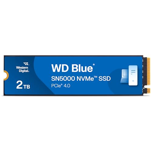 Western Digital 4TB WD Blue SN5000 NVMe Internal Solid State Drive SSD - PCIe Gen 4.0, M.2 2280, Up to 5,500 MB/s - WDS400T4B0E