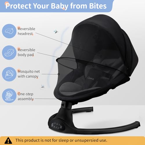 LAREX Baby Swing Infant Swing Electric Toddler Baby Rocker Portable for Newborn Boy Girl, 5 Sway Speeds with Remote Control