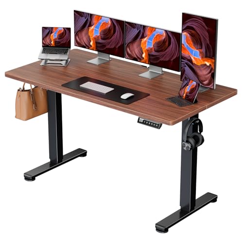 ErGear Height Adjustable Electric Standing Desk, 48 x 24 Inches Sit Stand up Desk, Memory Computer Home Office Desk with Two-Piece Desktop (Walnut)
