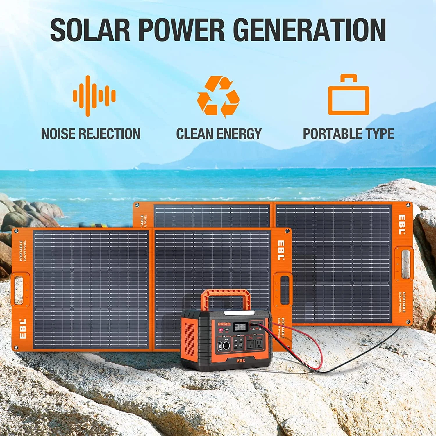 EBL Portable Power Station Voyager, 110V/1000W Solar Generator (Surge 2000W), 999Wh/270000mAh Lithium Battery for Outdoor Home Emergency