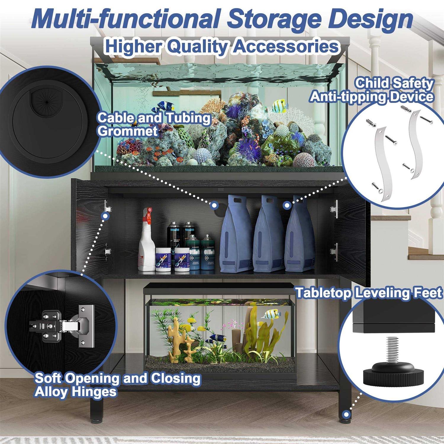 Xilingol 40-50 Gallon Aquarium Stand Fish Tank Stand with Cabinet for Fish Accessories Storage - Pet Supplies online store