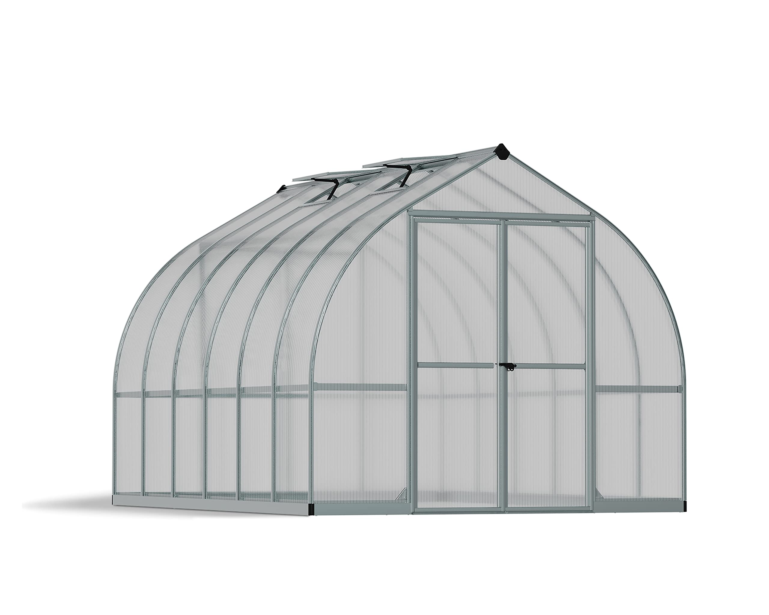 【Home&Garden】Bella Hobby Greenhouse, 8' x 12', Silver with Twin Wall Glazing