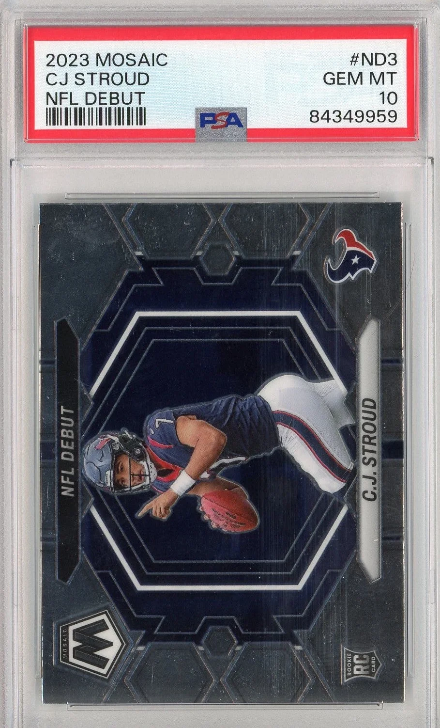 Graded 2023 Panini Mosaic C.J. Stroud #ND3 NFL Debut Rookie RC Football Card PSA 10 Gem Mint - Curated Treasures Market