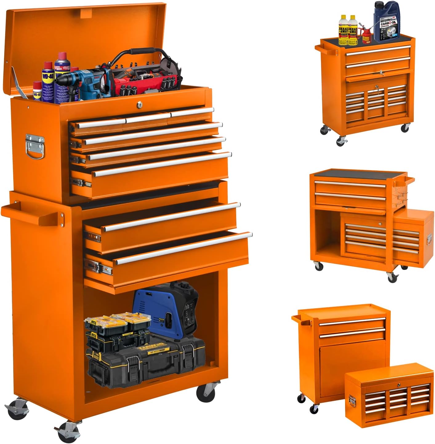 8-Drawer Tool Chest with Wheels, Tool Storage Cabinet and Tool Box, Lockable Rolling Tool Chest with Drawers