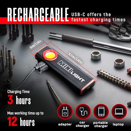 lexall LED Work Light, 1600 Lumens Mini Magnetic Flat EDC Flashlight with Clip
