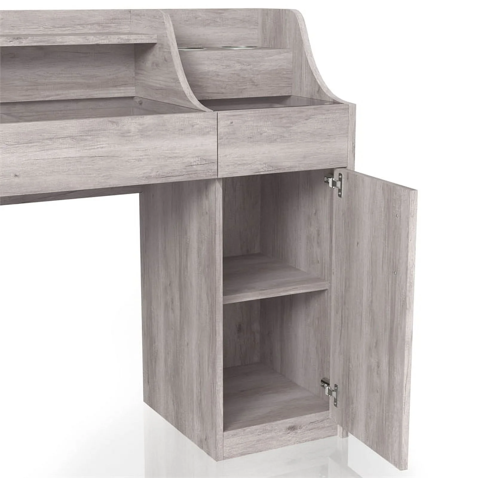Furniture of America Elm Wood Multi-Storage Vanity Table in Coastal White