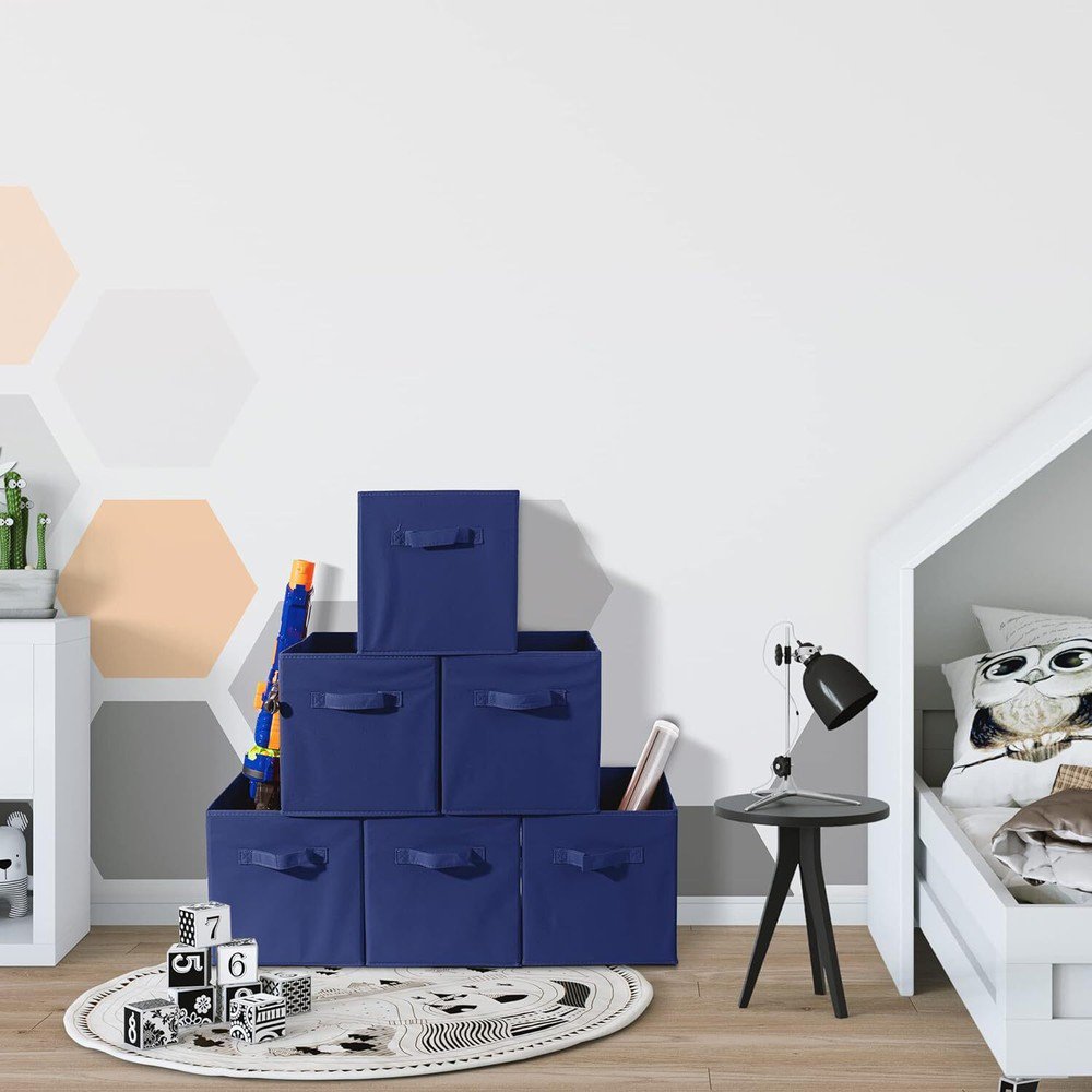 11Foldable Storage Cube Basket, 1-Pack Lightweight Bin Organizer 7 Colors for Bedroom, Living Room, Office, Kitchen