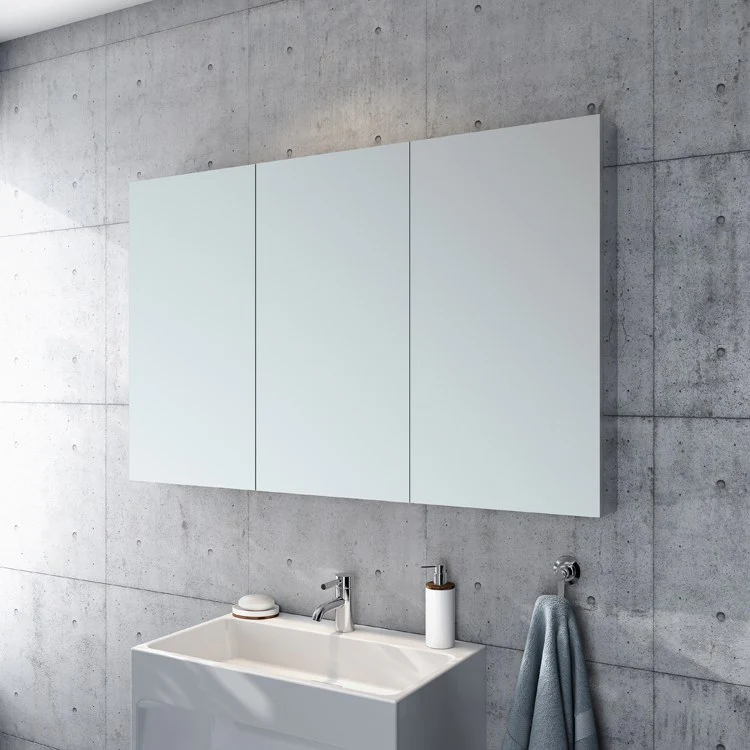 Luna Tri-View Flat Edge 48" x 30" Recessed/Wall-Mount Medicine Cabinet