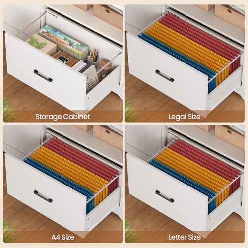 SEDETA L Shaped Standing Desk, Reversible Computer Office Desk with Drawers & Hutch