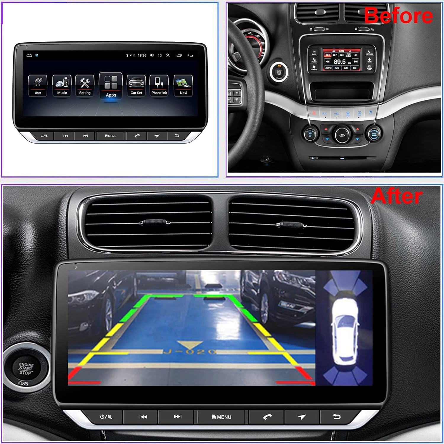 Topdisplay Android 10 Radio Replacement for Dodge Journey 2011-2020 Navigation 10.25inch Touch Screen 4+64G Wireless Carplay Android Auto 4G LTE WiFi