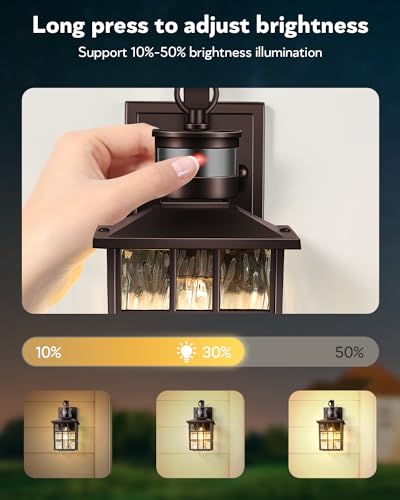 VIANIS 2 Pack Motion Sensor Outdoor Lights, Oil Rubbed Bronze Dusk to Dawn Wall Lights Lantern, 100% Aluminum Coach Exterior Lights Sconce for Patio