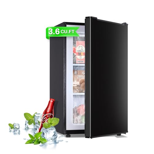 Maine Upright Freezer 3.6 Cu.Ft Mini Freezer with Reversible Stainless Steel Door Freestanding Compact Freezer with 3 Adjustable Thermostat