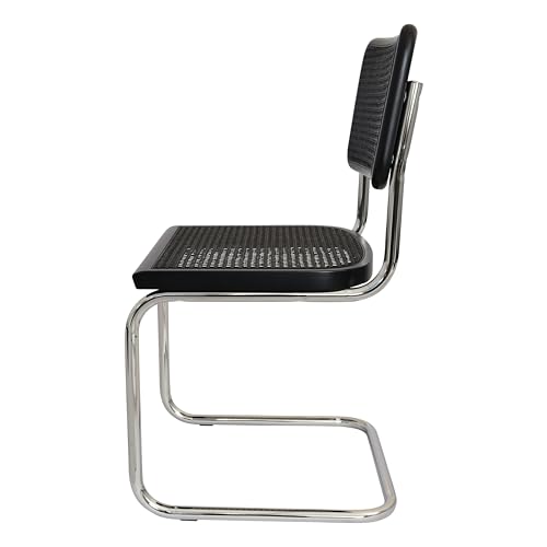 Breuer Chair Company Marcel Breuer Cesca Cane Cantilever Side Chair w/Chrome Steel Frame Walnut Wood & Natural Cane