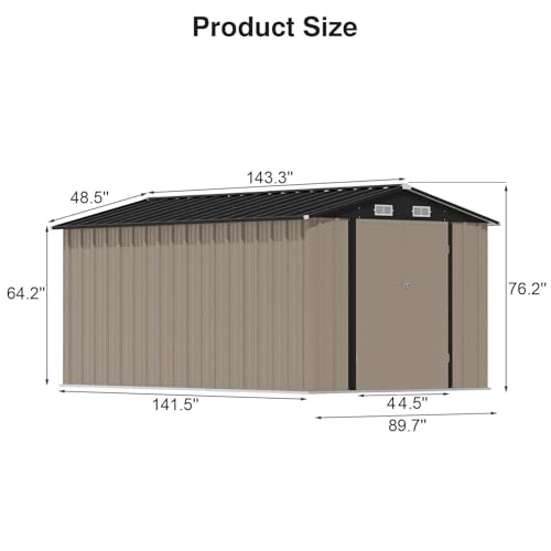 Patiowell 5x3 FT Outdoor Storage Shed, Tool Shed with Sloping Roof and Lockable Door, Metal Shed for Backyard Garden Patio Lawn, Brown