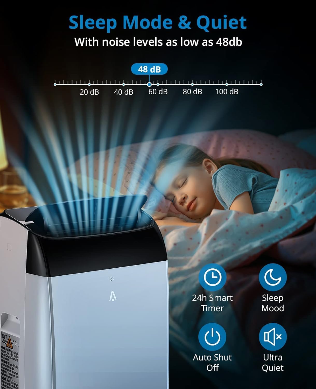 14000btu Portable Air Conditioner Up to 750 Sq. 3-in-1 Portable AC with Remote Control and 24H Timer,Built-in Dehumidifier, Energy Savings
