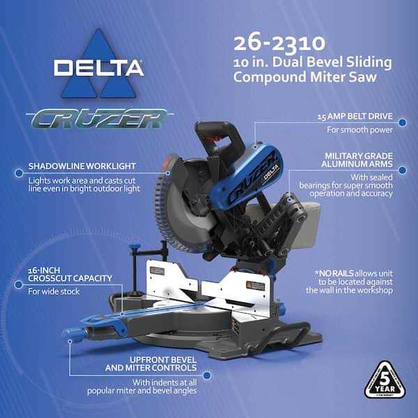 Delta Cruzer 10-in 15-Amp Dual Bevel Sliding Compound Corded Miter Saw 26-2310 - Shop Hardware Tools Online Store