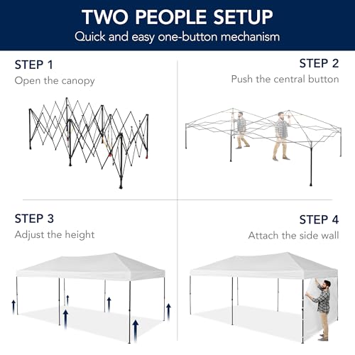 Best Choice Products 10x20 Party Tent, Heavy Duty Waterproof Large Outdoor Event Easy Pop Up Canopy Shelter w/Sidewalls, 1-Button Setup, Wheeled Case