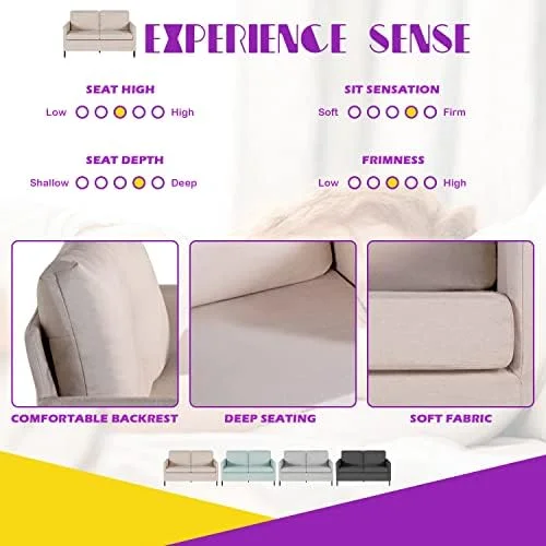 RUNFAYBIU Fabric Modern Small Loveseat Sofa Couch for Living Room  51"