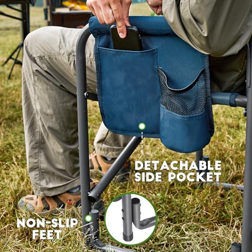TIMBER RIDGE Folding Rocking Camping Chair, 400lbs Capacity Portable Oversized Outdoor Rocker with Hard Armrests, Cup Holder & Side Pocket