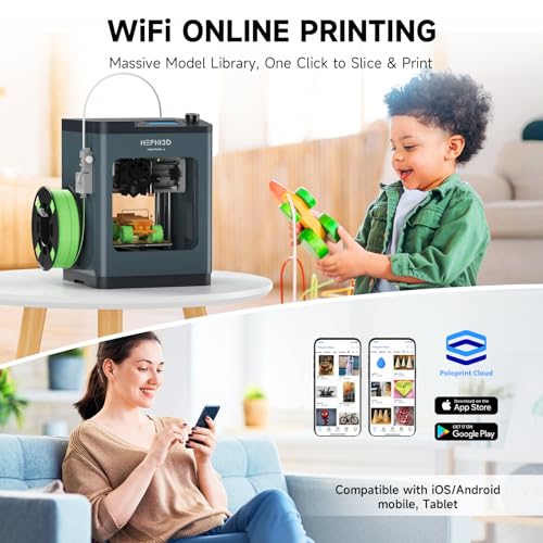 TINA2Plus 3D Printer, HEPHI3D 250mm/s High Speed FDM 3D Printers Fully Open Source, Auto Leveling Mini 3D Printer with WiFi Cloud Print