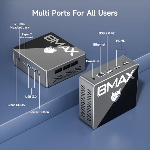 Bmax B4 Plus Mini PC, Intel N100(up to 3.4GHz), 16G DDR4/512GB SSD, Win-11 Pro, Type-C/HDMI Mini Desktop Computer