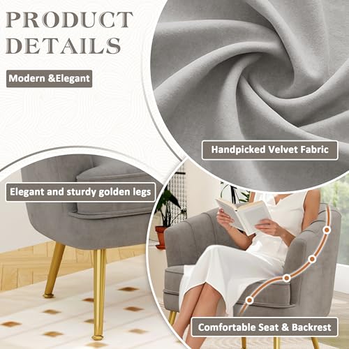 Andeworld Velvet Accent Chair, Upholstered Modern Single Sofa Side Chair