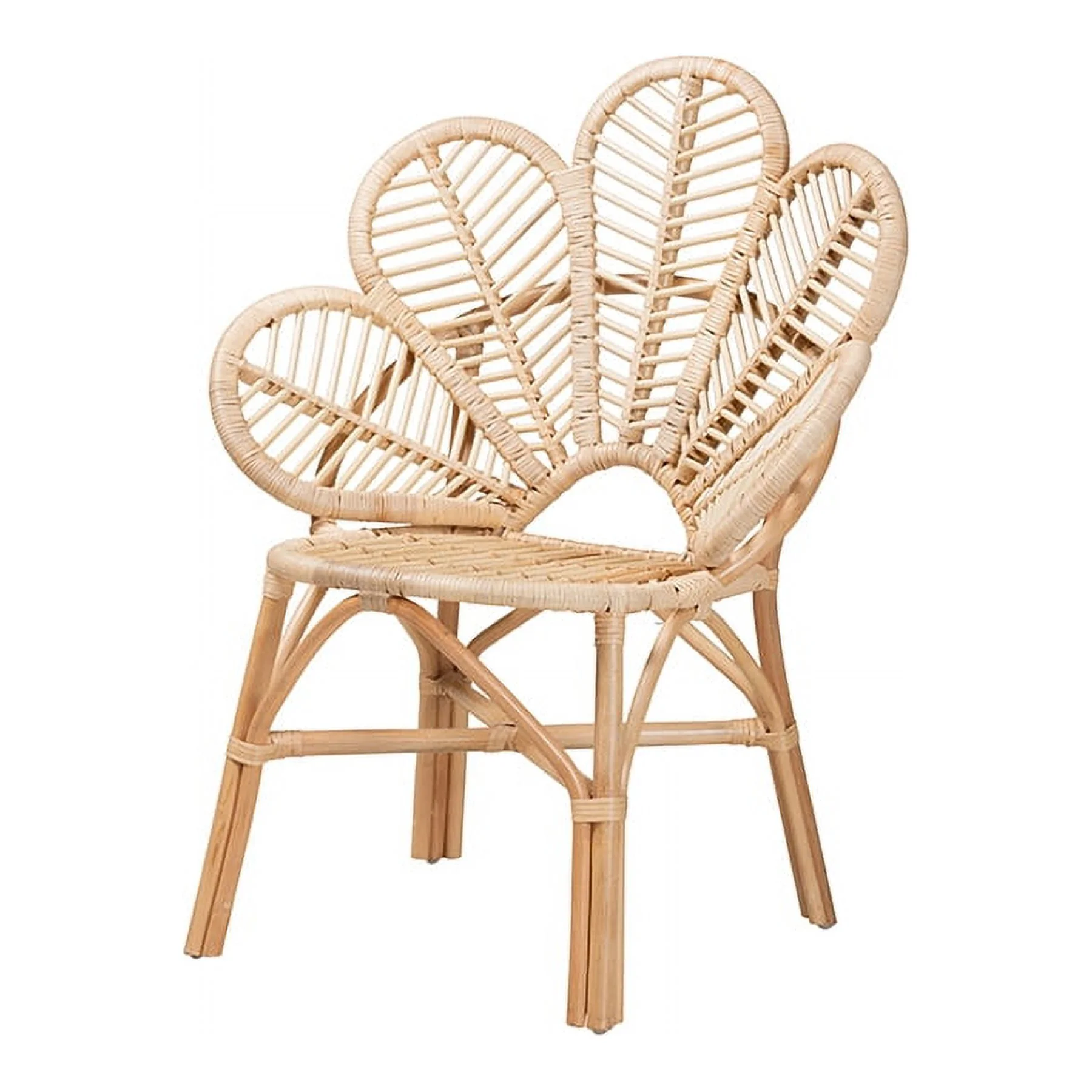 Baxton Studio Bianca Modern Bohemian Natural Brown Rattan Flower Chair