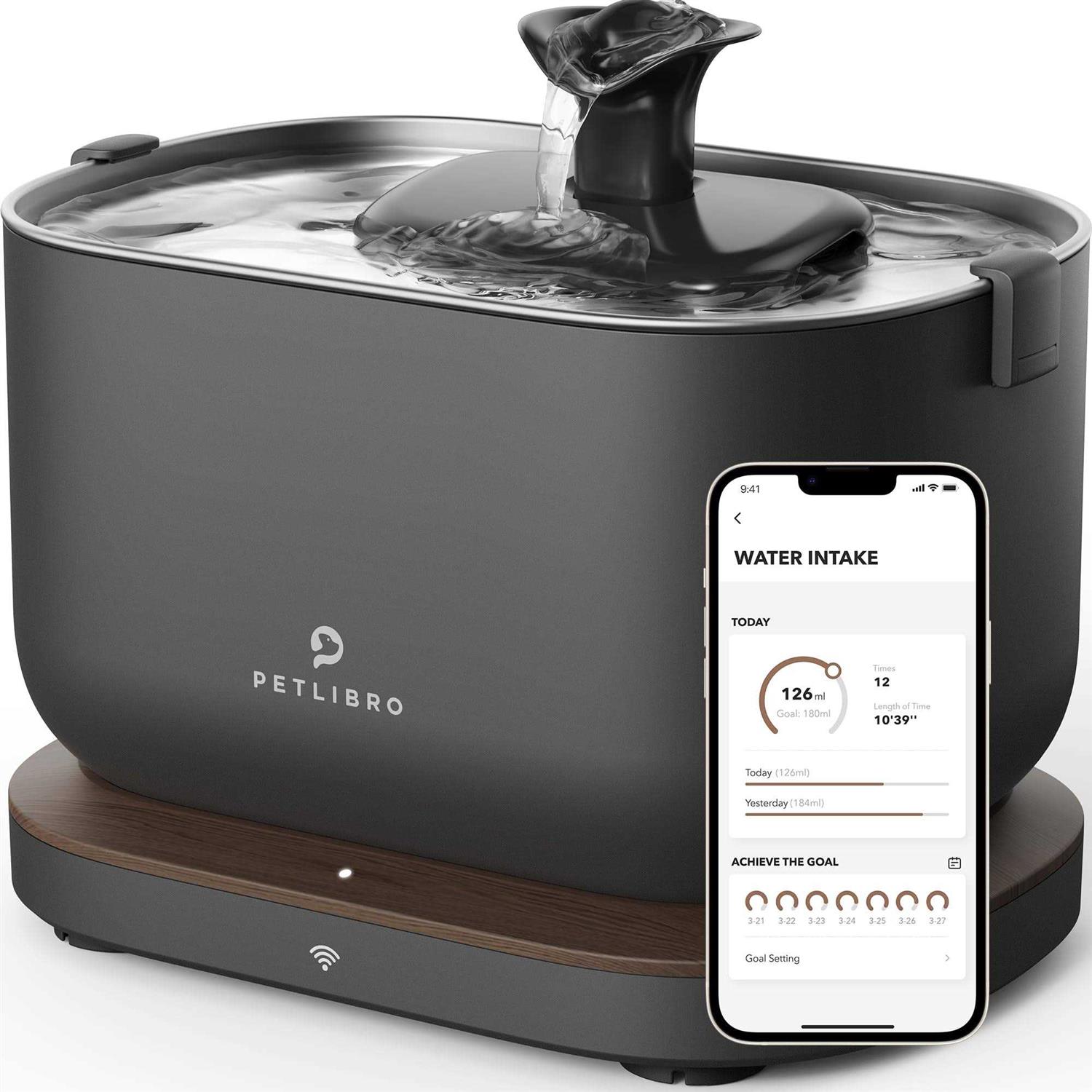 PETLIBRO App Monitoring Cat Water Fountain with Wireless Pump 2.5L/84oz Dockstream Pet Water Fountain for Cats Inside - Pet Supplies online store