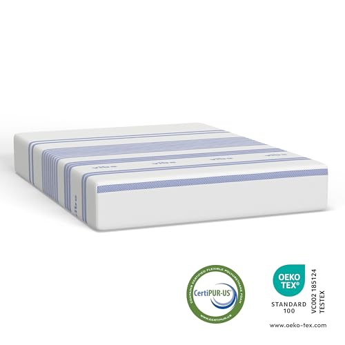 Vibe Gel Memory Foam Mattress, 12-Inch CertiPUR-US Certified Bed-in-a-Box, Queen, White