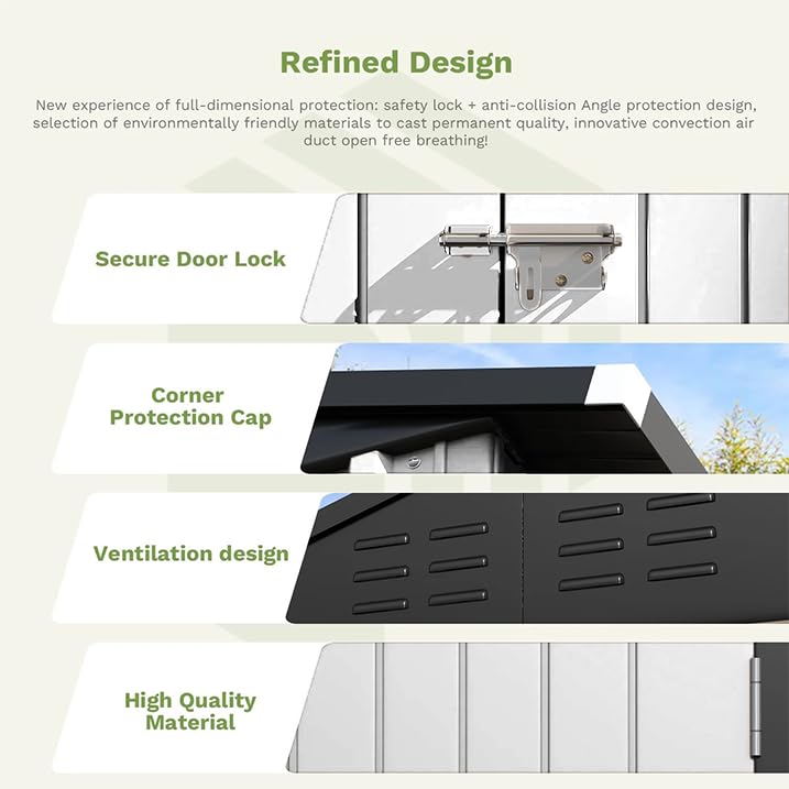 Greesum 5×3 FT Outdoor Storage Shed, Metal Storaged Sheds Without Floor, Tool Sheds with Lockable Doors and Sloping Roof for Garden, Patio, Backyard