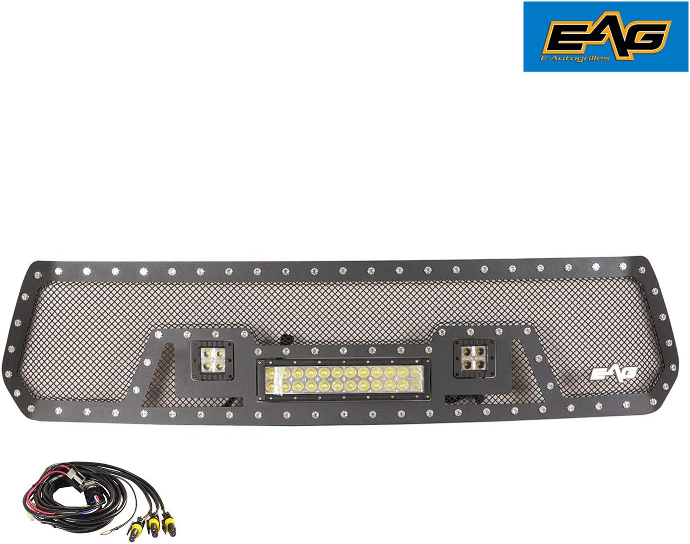 EAG Rivet Stainless Steel Wire Mesh Grille With LED Lights Fit for 14-21 Tundra