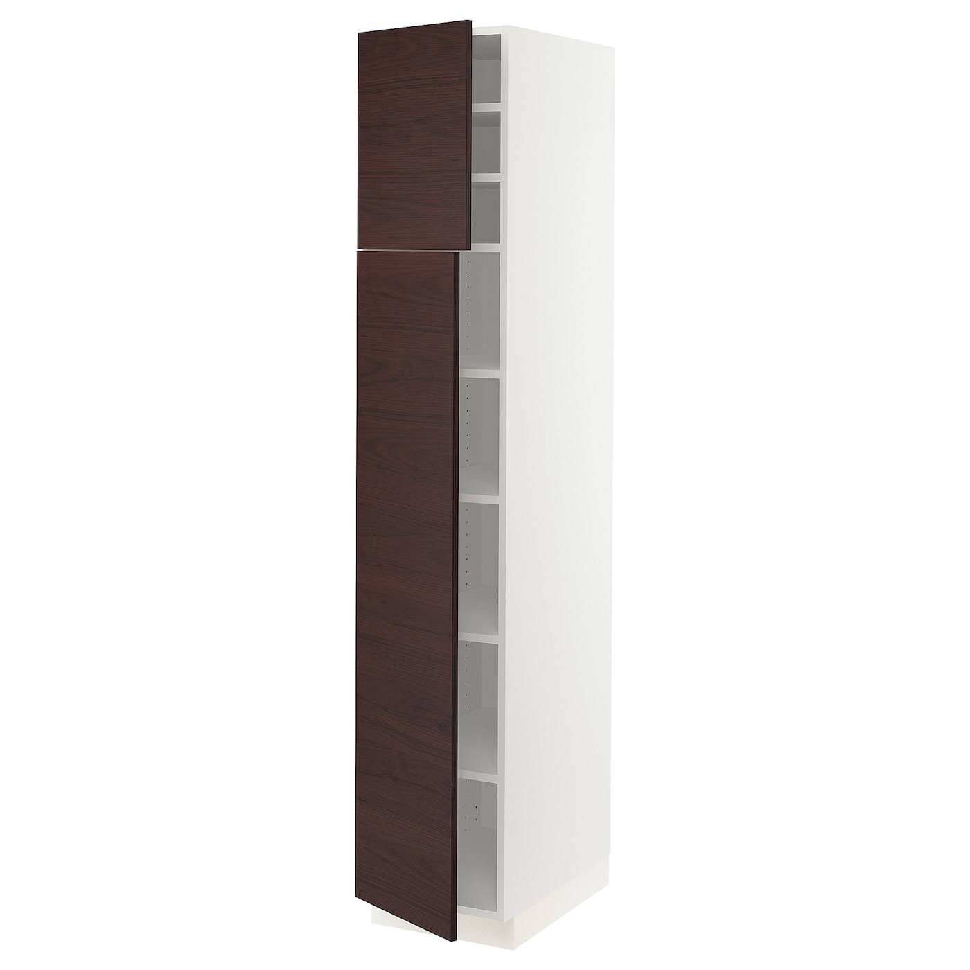 IKEA - SEKTION High Cabinet with Shelves u0026 2 Doors, White Askersund/dark Brown Ash Effect, 15x24x80 29332711
