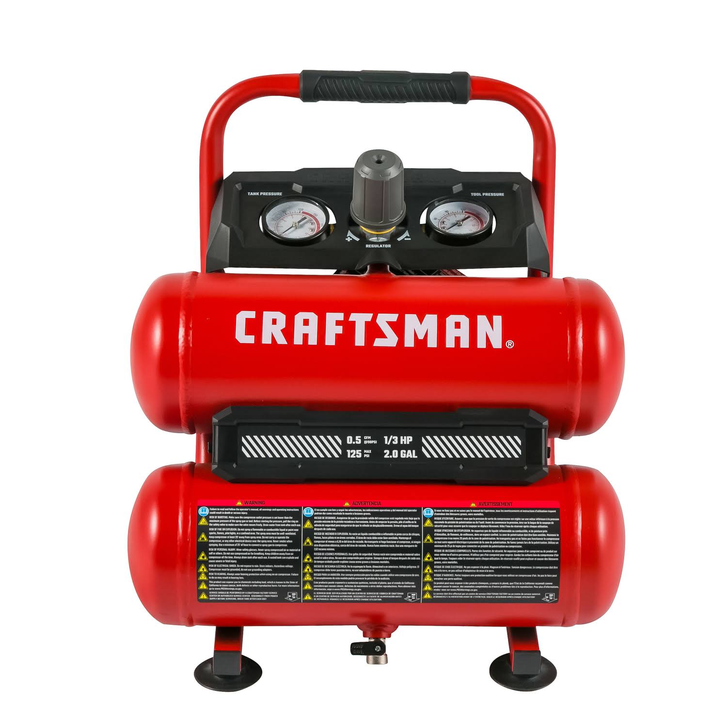 Craftsman 2 Gal Twin Stack Portable Air Compressor 125 PSI 0.3 HP