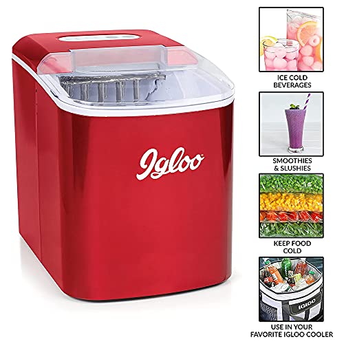Igloo Electric Countertop Ice Maker Machine - Automatic and Portable - 33 Pounds in 24 Hours - Icecube Maker - Plastic Scoop and Basket