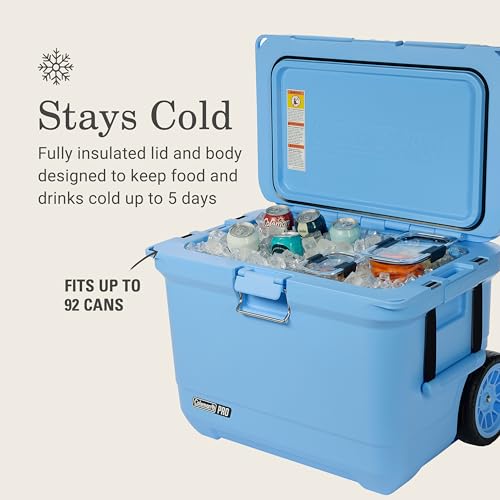 Coleman Pro Heavy-Duty 45qt Ultra-Light Premium Hard Cooler, Extra-Thick Insulation Keeps Ice up to 4 Days, 74-Can Capacity
