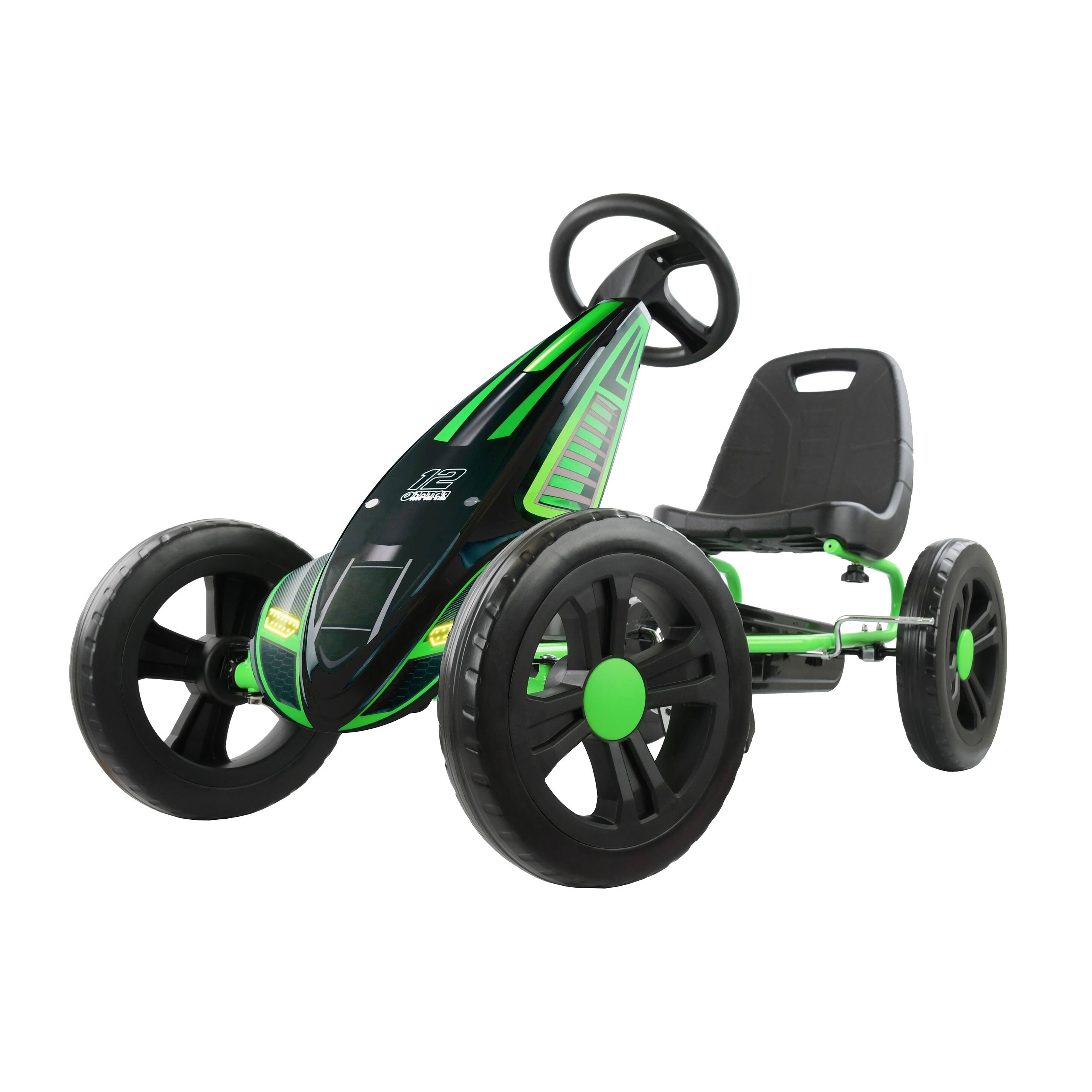 Hauck Hurricane Pedal Go Kart with Durable Steel Tube Frame, Sporty 3 Point Steering & Adjustable Seat