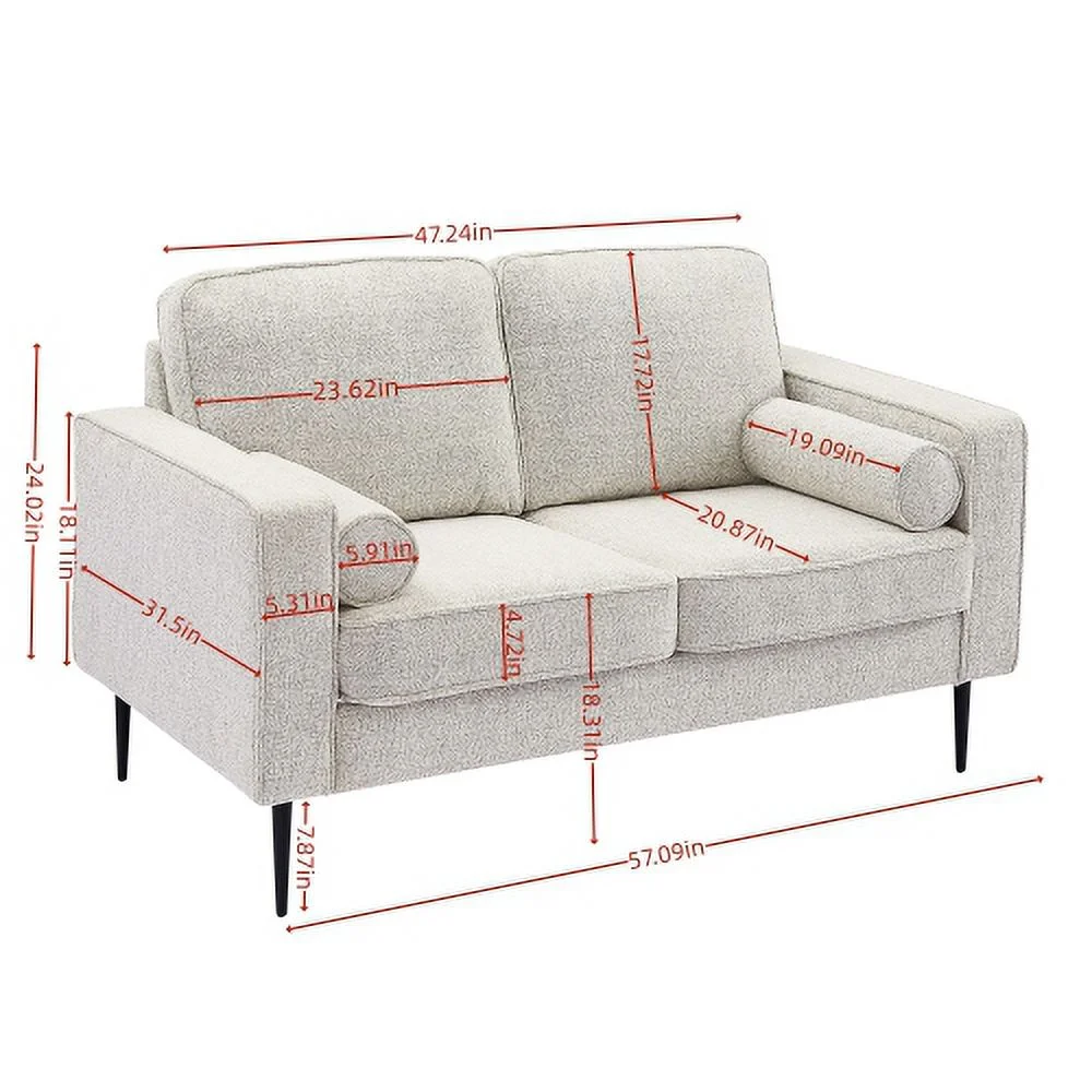 BSHTI Living Room Upholstered Sofa with high-tech Fabric Surface/ Chesterfield Tufted Fabric Sofa Couch, Large-White.