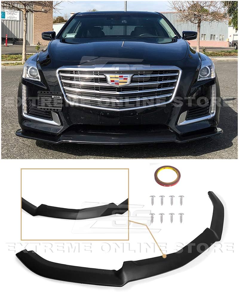 Extreme Online Store Replacement for 2014-2019 Cadillac CTS | V-Style Carbon Fiber Package Front Bumper Lower Lip Splitter (Carbon Fiber)