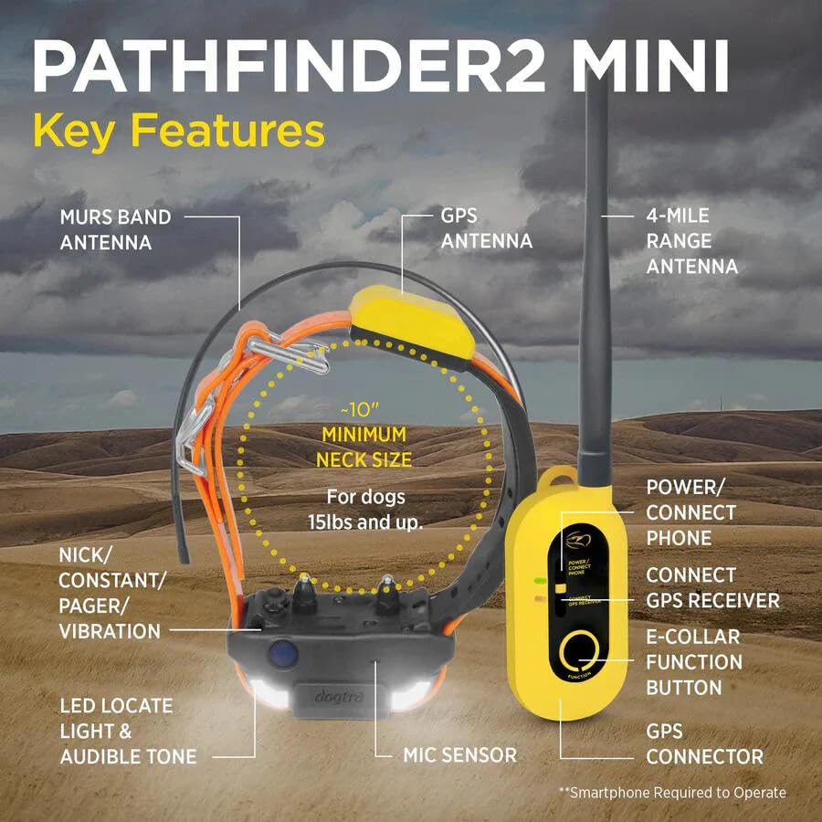 Dogtra Pathfinder 2 GPS Dog Tracker e Collar 9 Mile Long Range LED Light No Monthly fees Free App Waterproof Smartwatch Control Satellite Real Time
