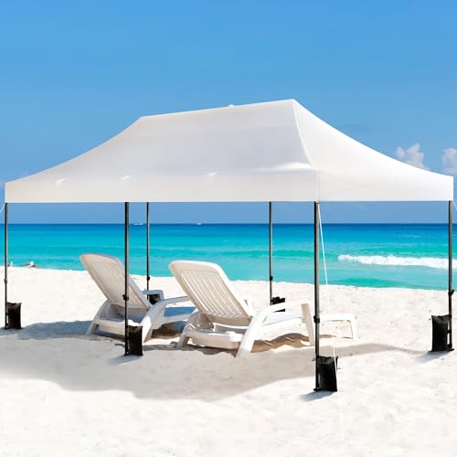 Yaheetech Heavy Duty Pop Up Canopy Tent, 10x20 Commercial Instant Shelter Tent for Wedding, Parties, Adjustable Outdoor Canopy with Wheeled Carry Bag
